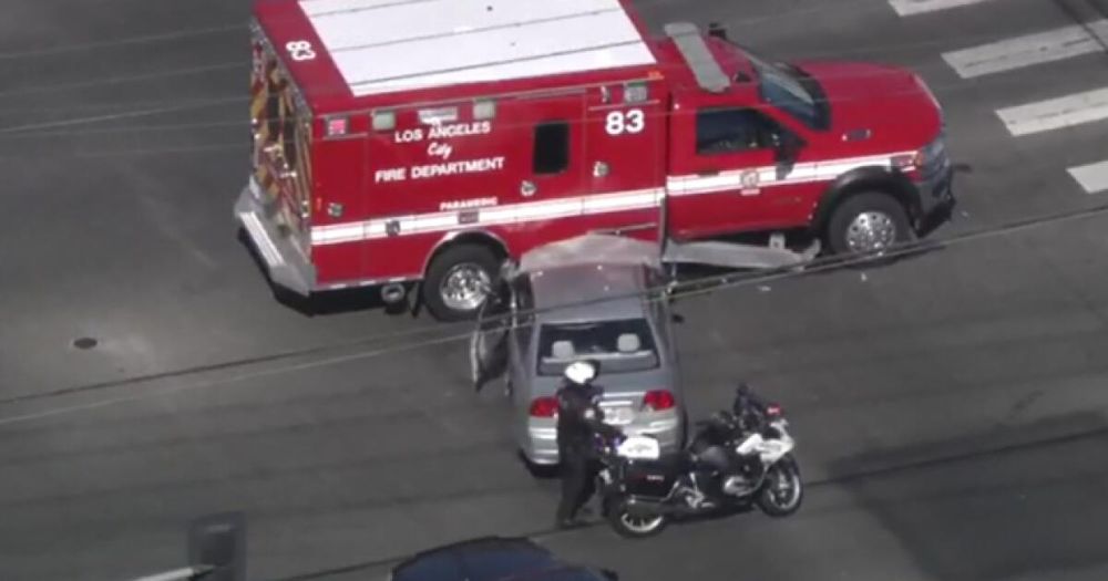 A Fire Department ambulance transporting a crash victim was struck by a vehicle. When another LAFD vehicle arrived to investigate, it too was involved in a crash.