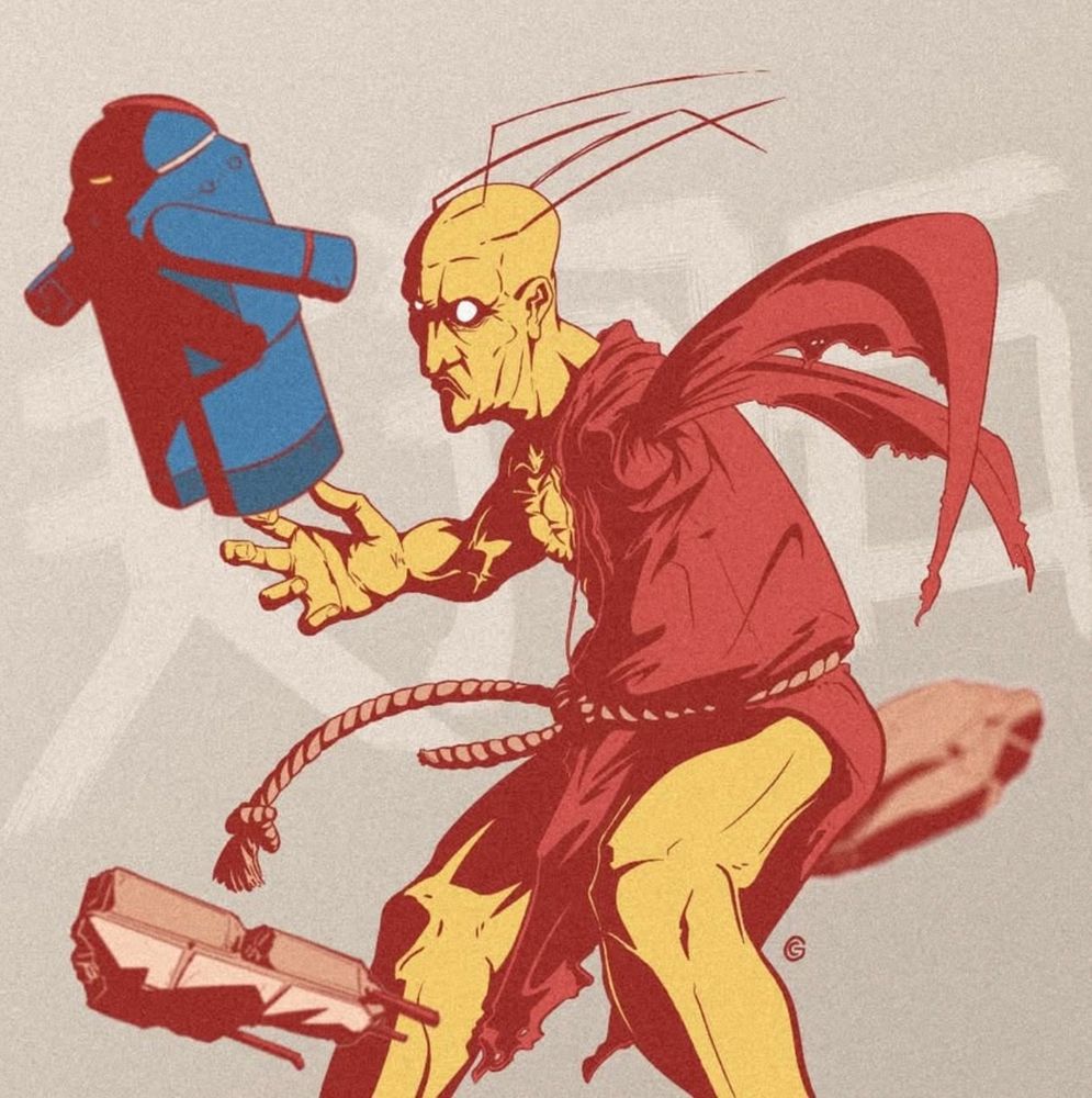 Digital drawing of Oro from Street Fighter III Third Strike. He's using his Supert Art "Tengu Stone"
2021