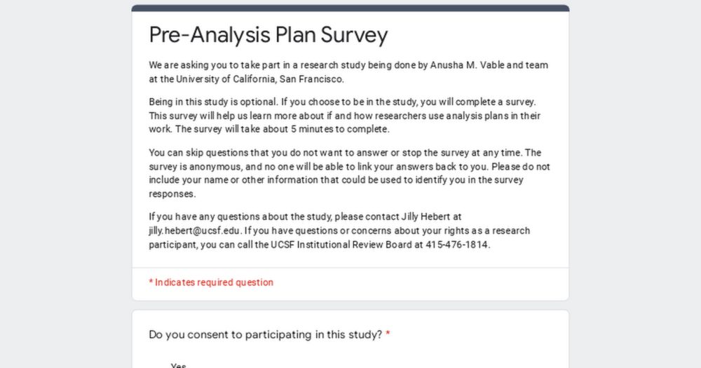 Pre-Analysis Plan Survey