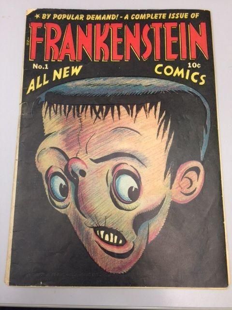 as time went on, dick briefer's frankenstein became much more cartoony and his nose rose almost to his forehead