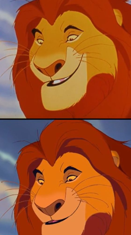 the same shot of mufasa smiling, his mouth has a different expression on the bluray as opposed to the 35mm 