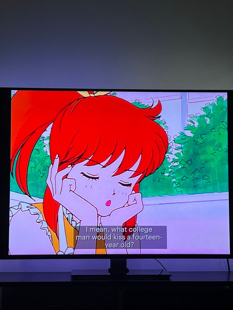 screenshot of sailor moon ep where her friend asks "I mean, what college man would kiss a fourteen-year old?"