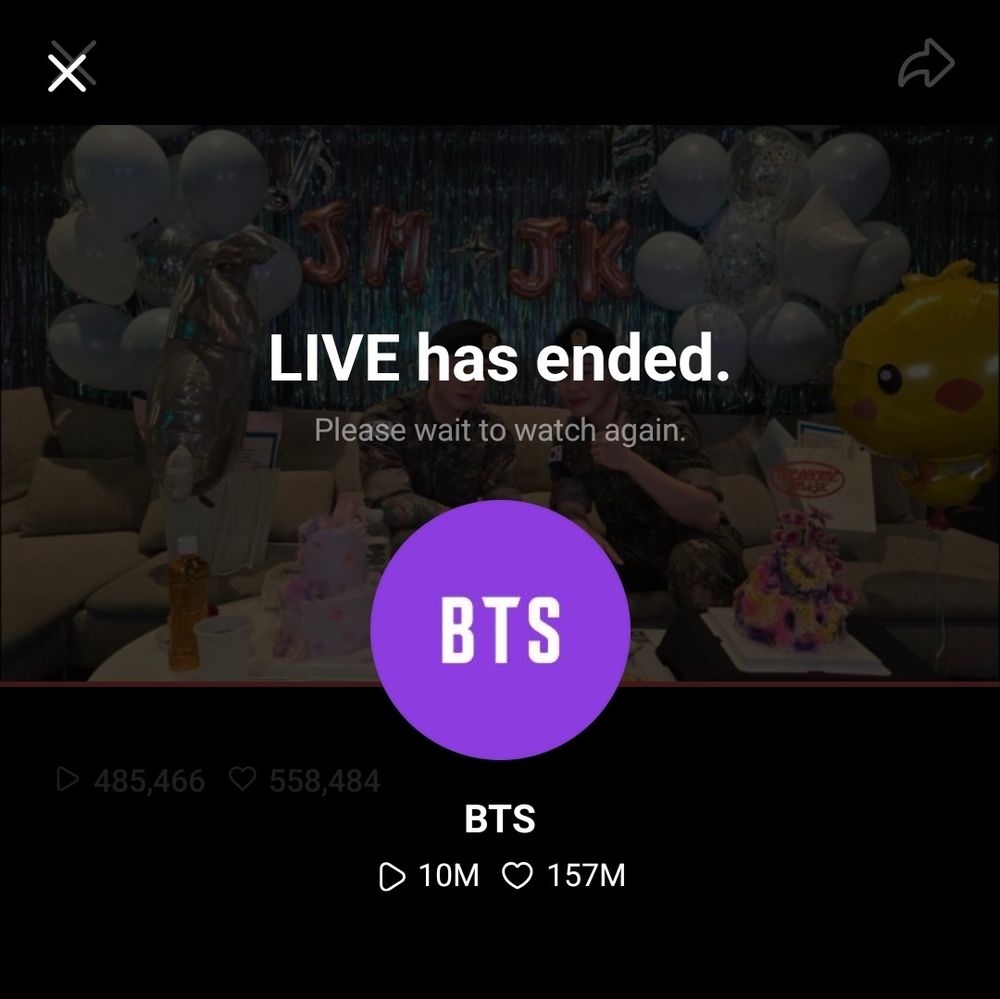 Screenshot from Jimin and Jungkook's Weverse Live