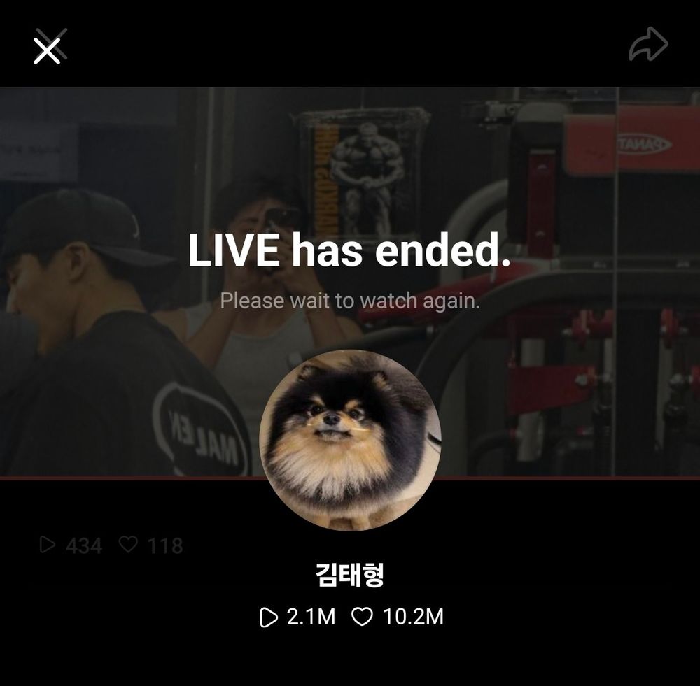 Screenshot from Taehyung's live on Weverse