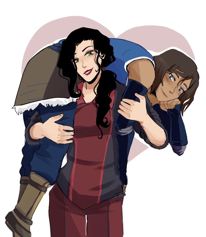 Asami, fireman carrying Korra, korra is very proud bc her girlfriend is sexy and strong
