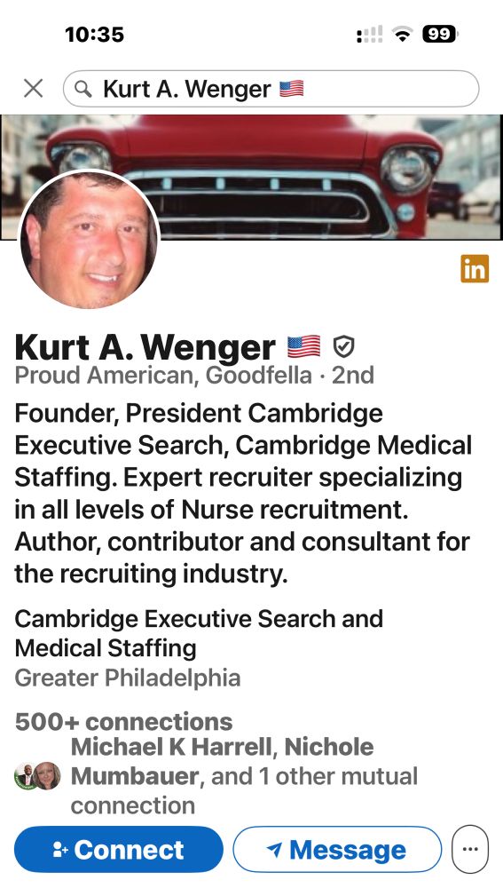 LinkedIn profile of Kurt A. Wenger.