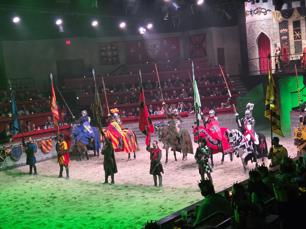 A photograph of all the knights from all the realms standing in line on their horses