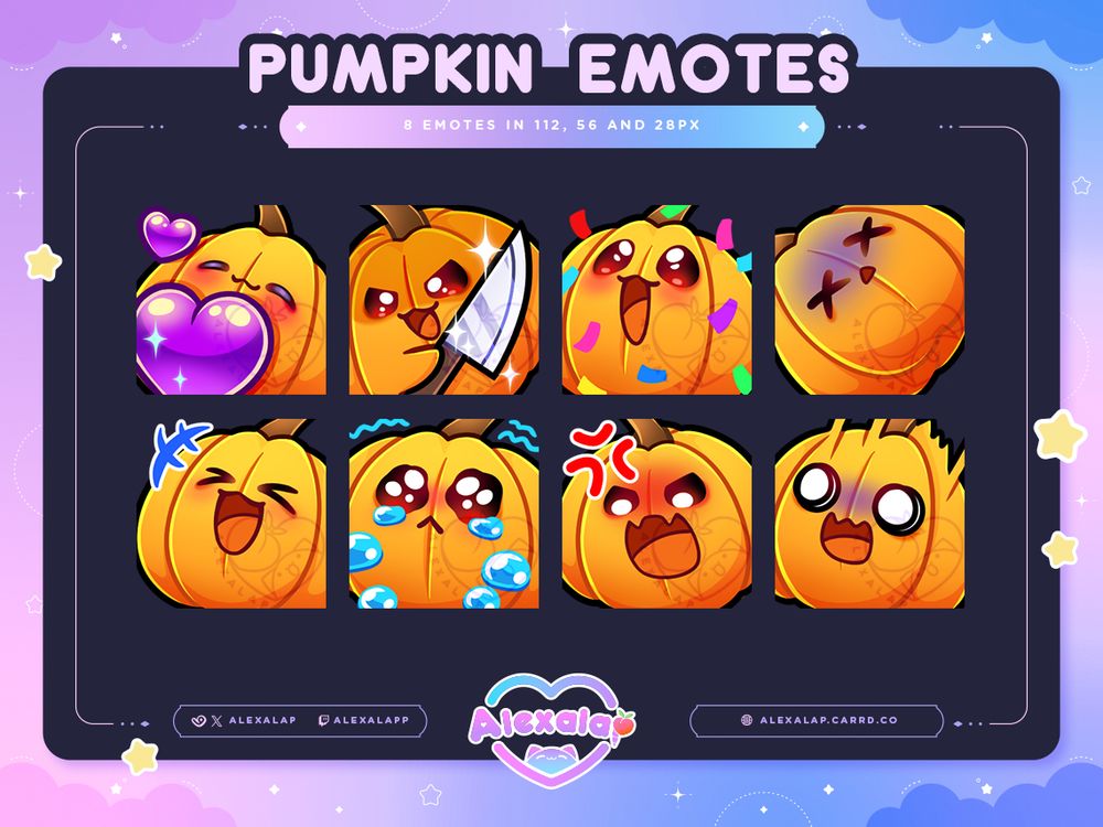 Etsy store pumpkin emotes drawn by me