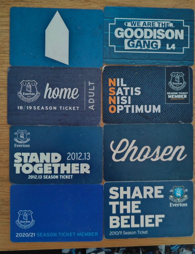 A selection of 
Everton season tickets