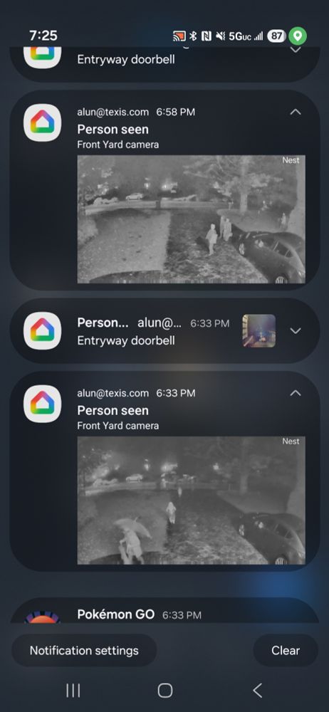 Front yard camera shows lots of kids in infrared, so it looks like an old black and white movie. 