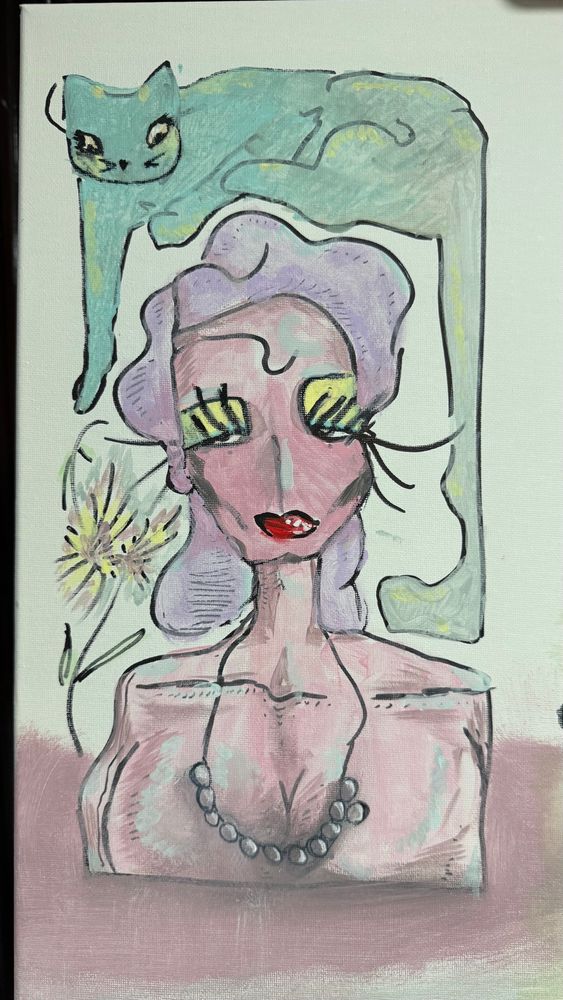 Pintura sobre lienzo hecha por La Perla San Goya, Tomi y Furi