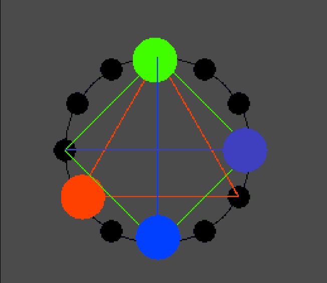 bouncy circle with line inside, with circle going from one side to another
same motion, but simpler
triangle coming from left to right, while bouncing

