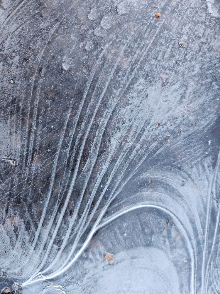 Close up of a swirly pattern in ice