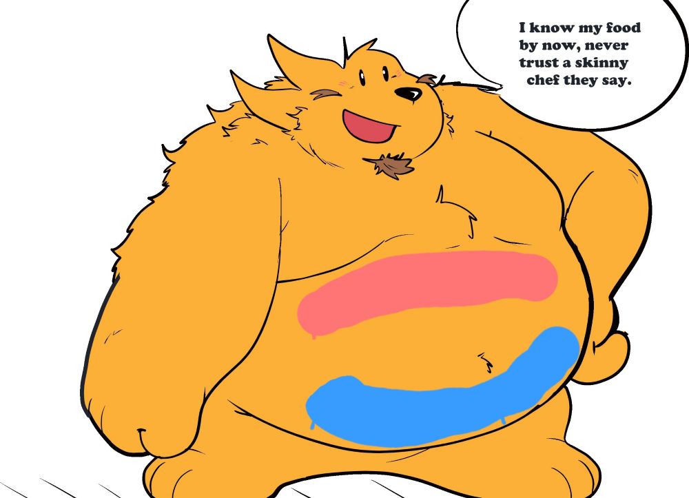 Remaining pansexual colors painted on Adult Cookie's belly.