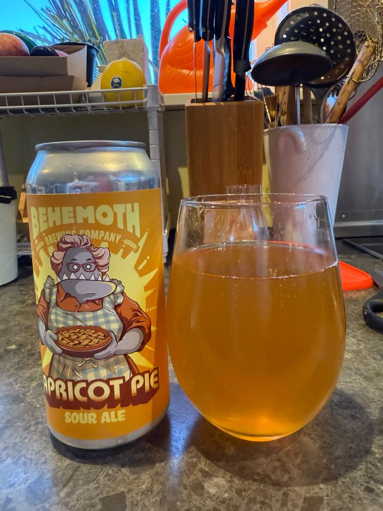 Behemoth Apricot Pie sour ale, can and glass