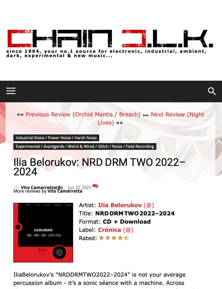 Screenshot of Chain DLK's website featuring the review