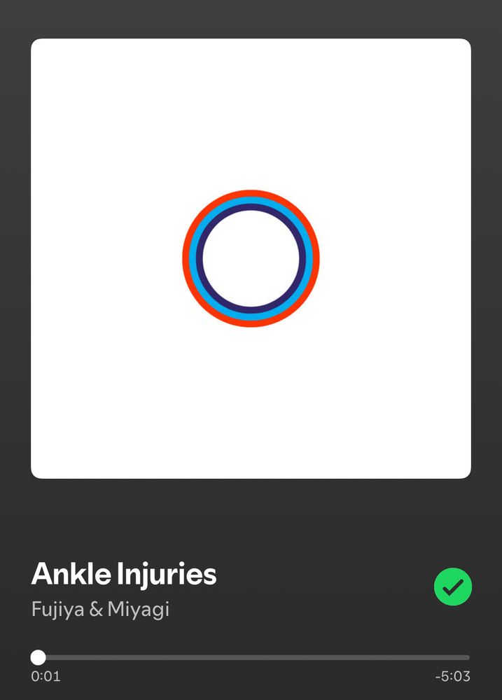 spotify screen shot showing ankle injuries by fujiya & miyagi
