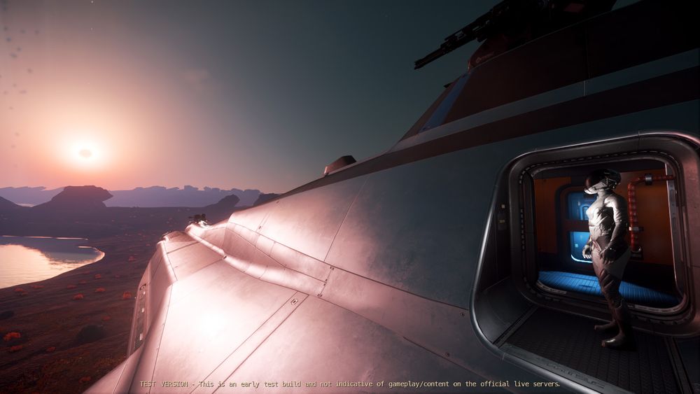 Niemal looking outside from a Misc Hull C which is landed at Pyro 4 in the game Star Citizen