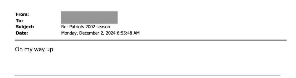 Staffer responding to ACC coach's request for printed out Belichick articles. 