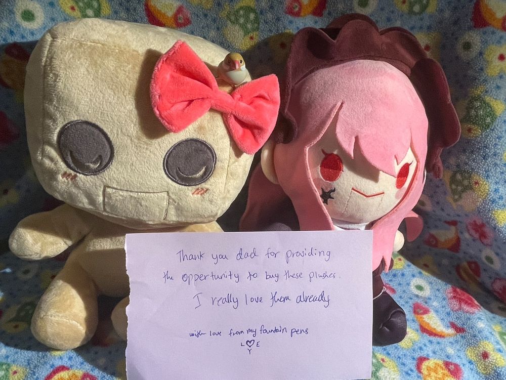 Thank you dad for providing the opportunity to buy these plushies. I really love them already. With love from my fountain pens signed Lye