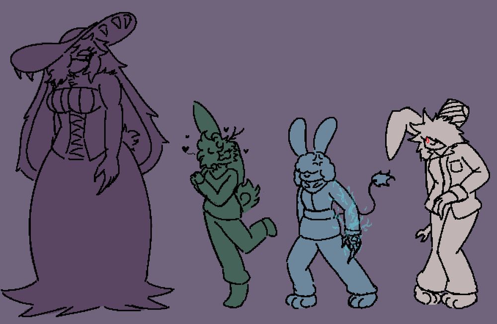 From left to right, their names are Facade, Andromeda, Lilith, and Shira