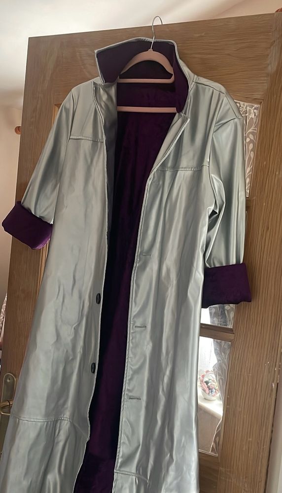 Silver jacket lined with purple crushed velvet for a cosplay of Human Transformers Prime Megatron #junkcosplay