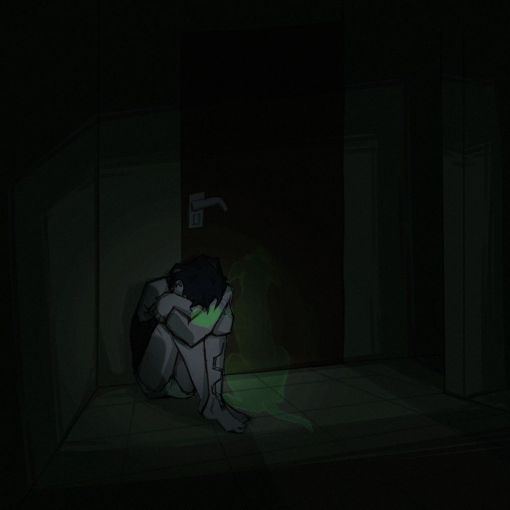 a sketch that I did to vent some feelings that developed into a rough final piece, with myself sitting hugging my knees with my back to a shut door, and an apparition of a dog connected to my heart waiting patiently at the door, like when they wait for their family to return. 
#ventart #vent #junksart #junkcubus
