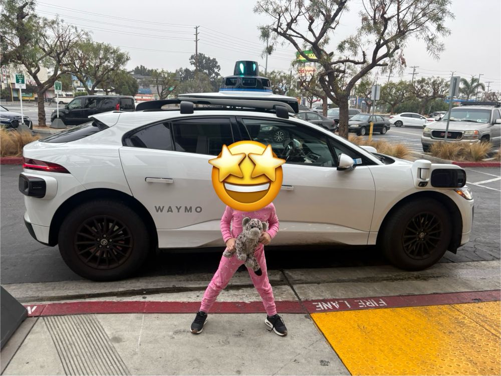 1st Waymo ride, taking a suped-up Jag to get milk. 