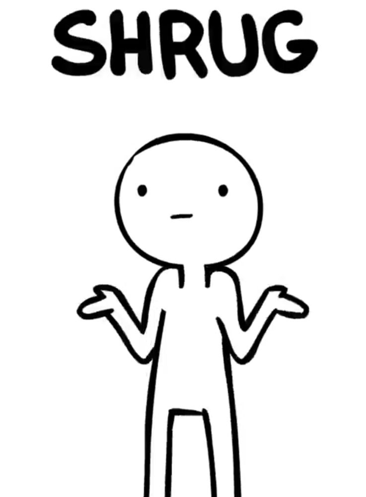 Domics "what's a Shrug?" figure... shrugging.