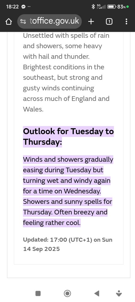 Met office predicting rain, winds, thunderstorms and cold weather. Rather appropriate for Trump's visit.
