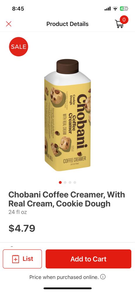 Chobani cookie dough flavored coffee creamer