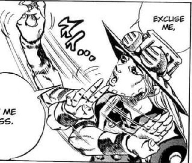 Gyro Zeppeli holds up 4 fingers, then 2, then 0. Smoke weed every day.