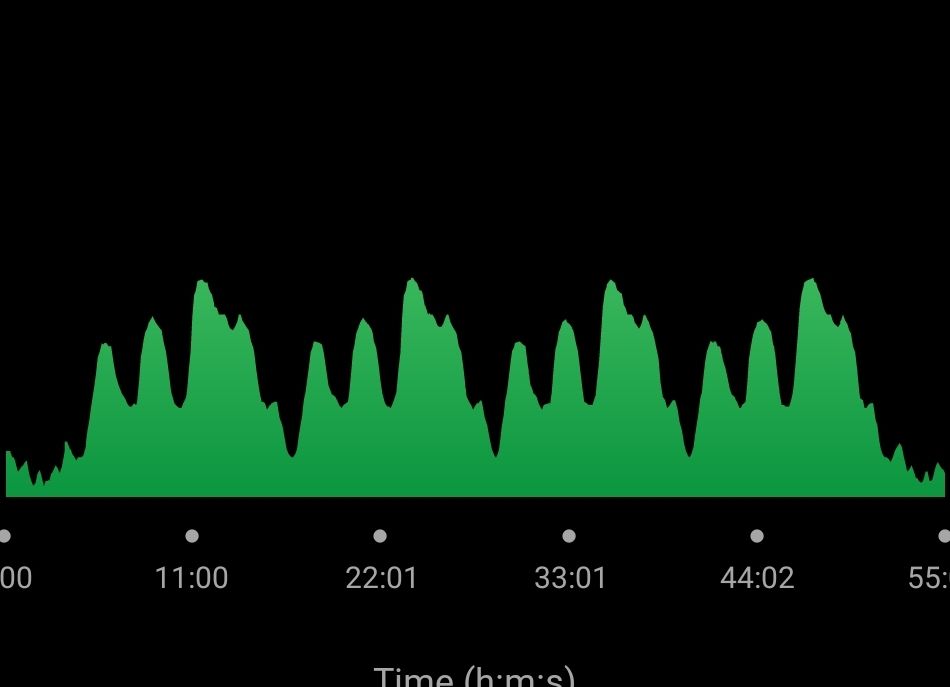Graph with 12 peaks showing running elevation