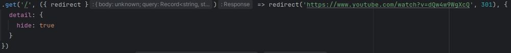 An image showing a code snippet that returns a redirect that will sent the user to the well known "Never Gonna Give You Up" by Rick Astley