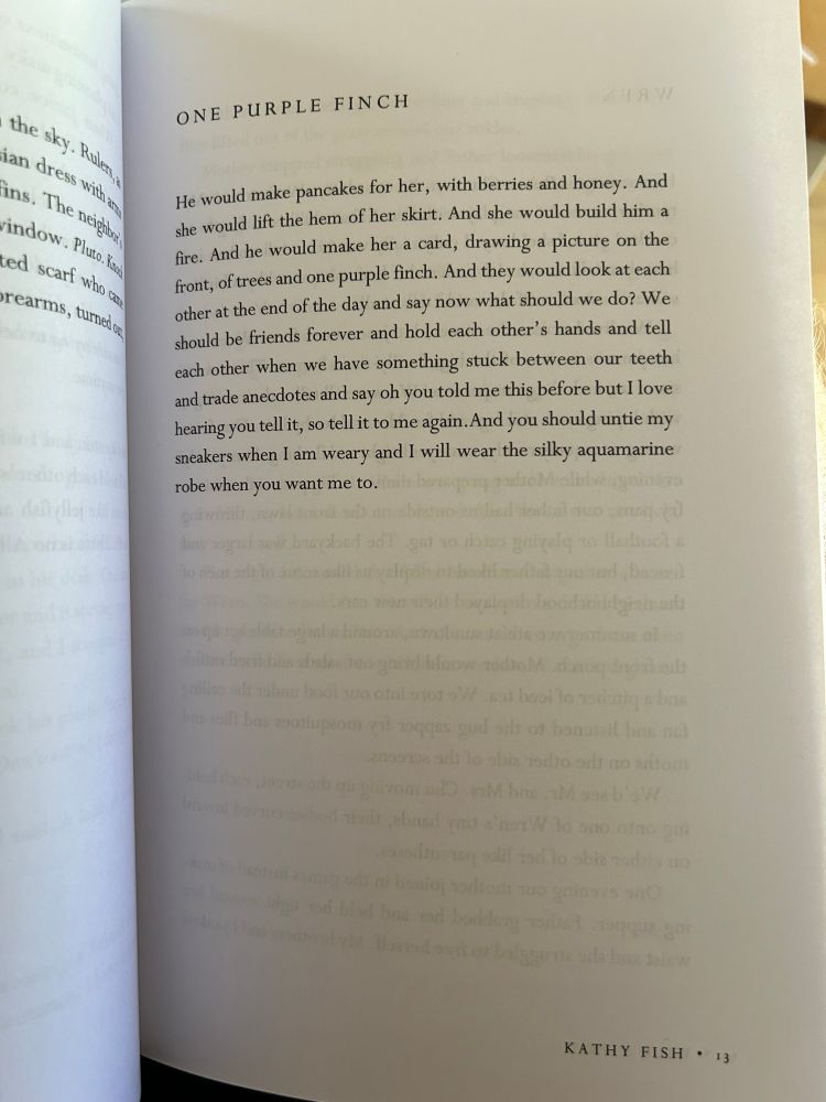 The beautiful flash fiction ‘One Purple Finch’ by Kathy Fish, from her collection, Wild Life.