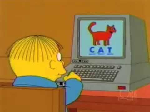 Screenshot of Ralph from the Simpsons using a computer typing cat