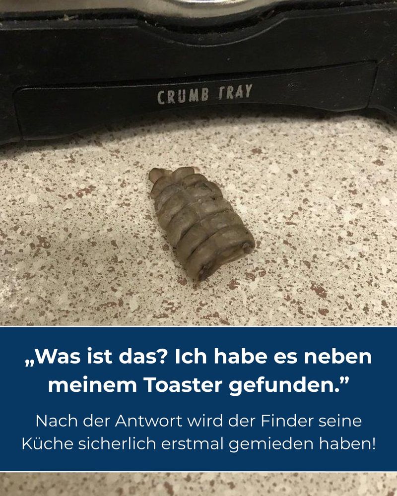 "Was ist das? Ich habe es neben meinem Toaster gefunden." Nach der Antwort wird der Finder seine Küche sicherlich erstmal gemieden haben!
