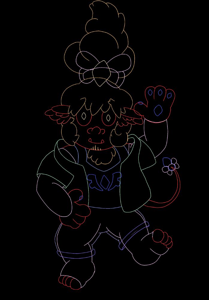 A sketch of my oc Eclesias from on of Steven Universe AU's but he is a Trolls. Eclesias wearing a jacket and short, his hair tie by a big bow. He have his left hand and legs up.