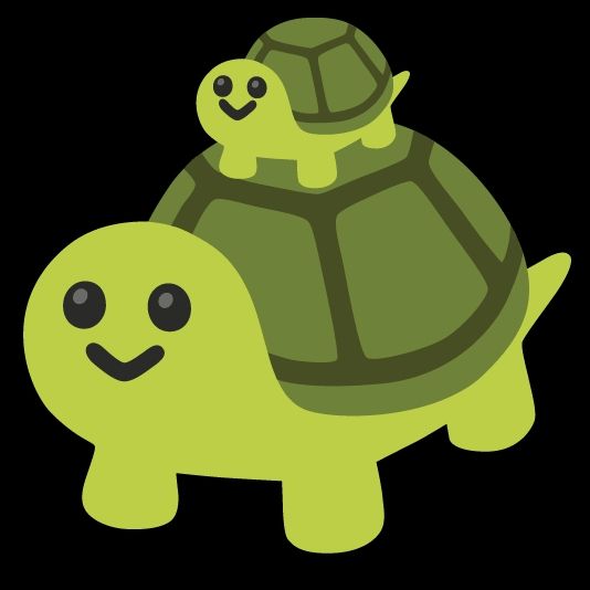 Turtle emoji carrying a turtle emoji on its shell