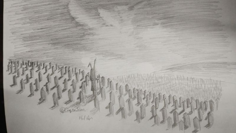 HALさん著「鋼鉄のゆりかご」FA用のラフイラスト
2025©Cinq en Sion