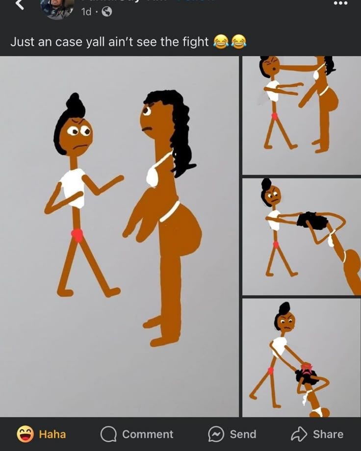 "just an case y'all aint see the fight" and stick figures of girls fighting