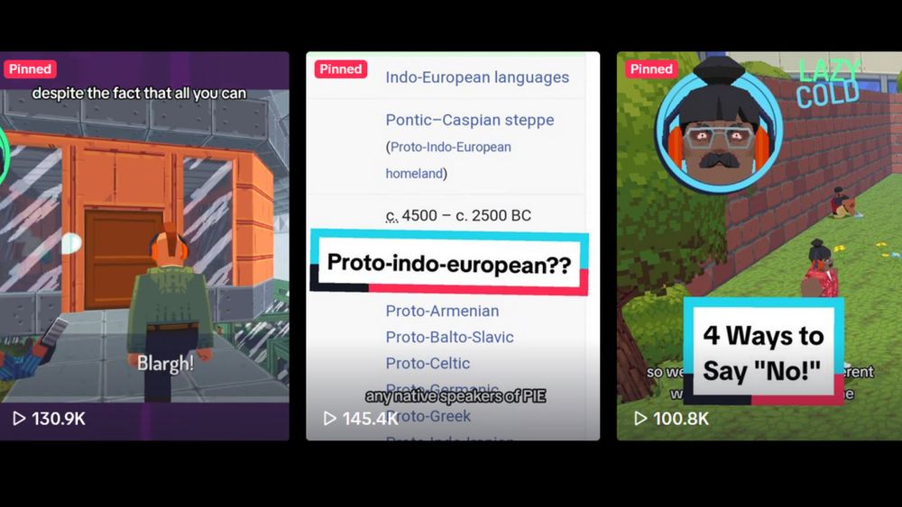 screenshot showing 3 tiktok covers with 100k+ views featuring the game Say NO! More