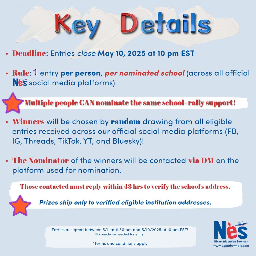 Key details!  Go to our website for complete rules! https://nixoneducation.com/nixon-education-services-founders-birthday-giveaway/