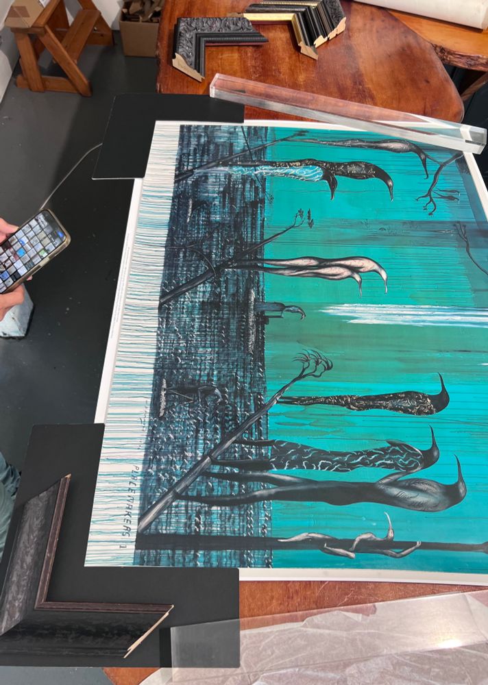 Bill Hammond print at the framers