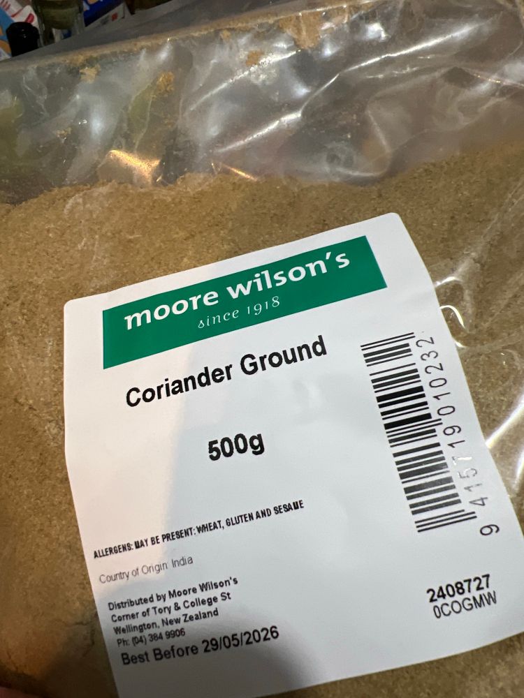 Bulk buy ground coriander from Moore Wilson’s. About $7 for 500g next size down was $3 for 40g