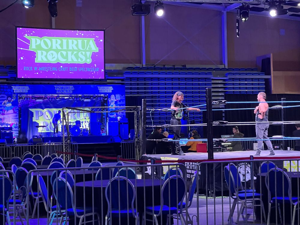 Soundcheck and rink check at Porirua Rocks
