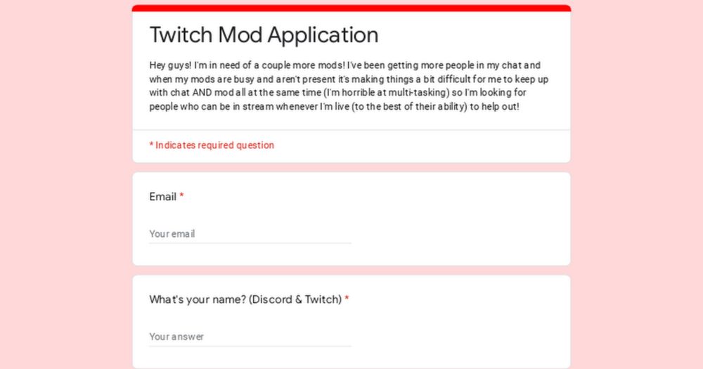 Twitch Mod Application