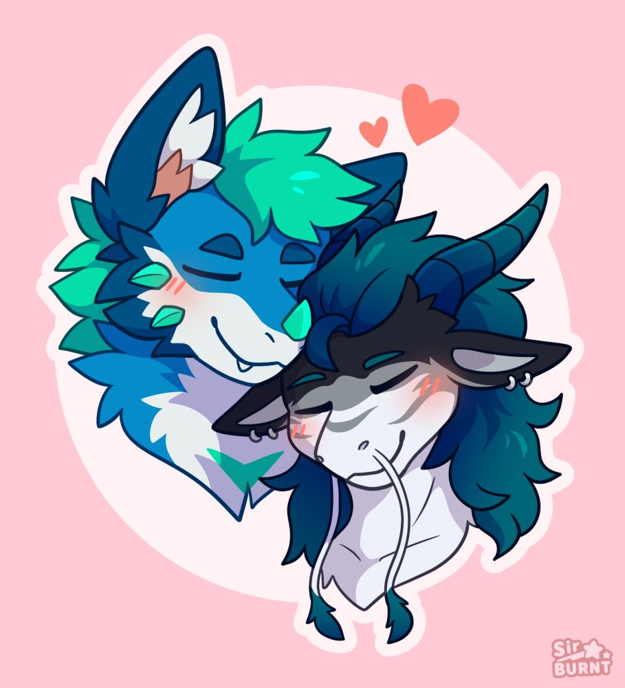Tecario and Addrakal affectionately nestled up together 