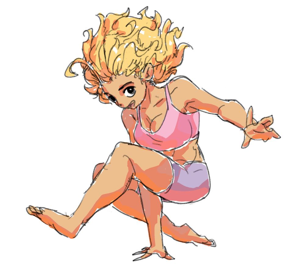 Drawing of a woman in a breakdancing-looking pose or something idk lol