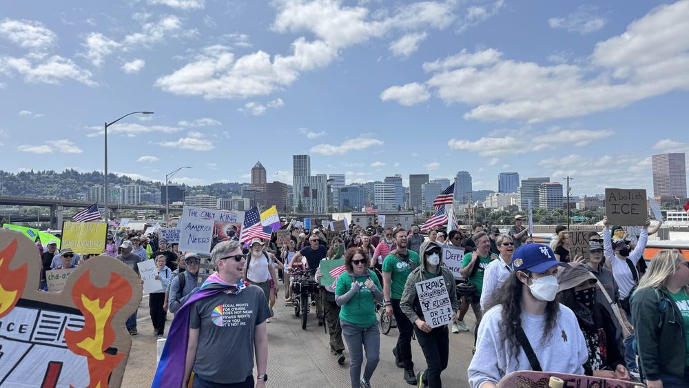 Portland SHOWED UP! A beautiful city skyline with people using their right to protest a fascist government and hostile kidnappings by ICE agents across the country.